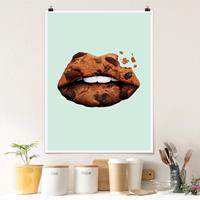 Klebefieber Poster Kunstdruck Lippen mit Keks