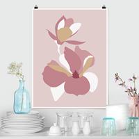 Klebefieber Poster Line Art Blüten Pastell Rosa