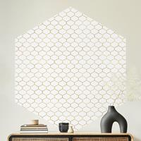 Bilderwelten Hexagon Mustertapete selbstklebend Marokkanisches Aquarell Linienmuster Gold