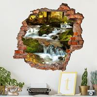 Klebefieber 3D Wandtattoo Wasserfall herbstlicher Wald