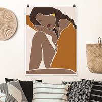 Klebefieber Poster Line Art Frau Braun Beige