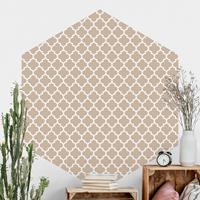 Bilderwelten Hexagon Mustertapete selbstklebend Marokkanisches Muster mit Ornamenten vor Beige