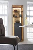 Mca Furniture Vitrine Lizzano, moderner Landhausstil, Wohnzimmerschrank mit 3-D Rückwand, wahlweise mit Beleuchtung