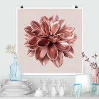 Klebefieber Poster Fotografie Dahlie Blume Rosegold Metallic