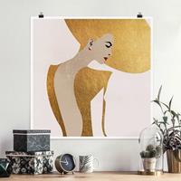 Klebefieber Poster Dame mit Hut in Gold