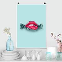 Klebefieber Poster Kunstdruck Bonbon mit Lippen