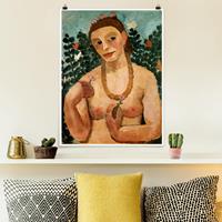 Klebefieber Poster Kunstdruck Paula Modersohn-Becker - Halbakt mit Bernsteinkette