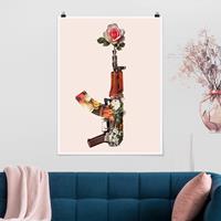 Klebefieber Poster Kunstdruck Waffe mit Rose