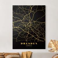 Bilderwelten Leinwandbild Gold Stadtplan Dresden - Klassik Schwarz