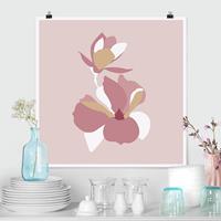 Klebefieber Poster Line Art Blüten Pastell Rosa