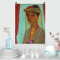 Klebefieber Poster Kunstdruck Paula Modersohn-Becker - Selbstbildnis mit Hut