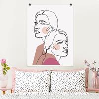 Klebefieber Poster Line Art Frauen Portrait Wangen Rosa