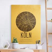 Bilderwelten Leinwandbild Gold Stadtplan Köln - Retro