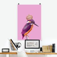 Klebefieber Poster Kunstdruck Rosa Eisvogel mit Krone