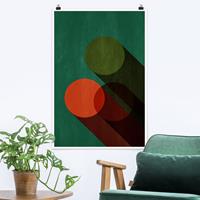 Klebefieber Poster Abstrakte Formen - Kreise in Grün und Rot