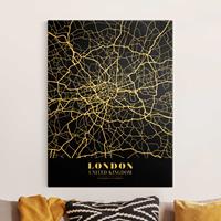 Bilderwelten Leinwandbild Gold Stadtplan London - Klassik Schwarz