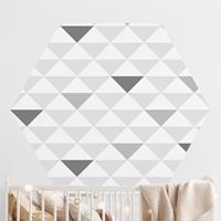 Bilderwelten Hexagon Mustertapete selbstklebend No.YK66 Dreiecke Grau Weiß Grau