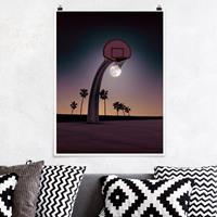 Klebefieber Poster Basketball mit Mond