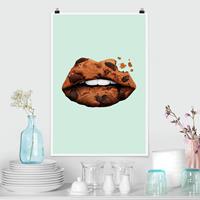 Klebefieber Poster Kunstdruck Lippen mit Keks