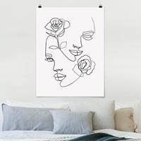 Klebefieber Poster Line Art Gesichter Frauen Rosen Schwarz Weiß