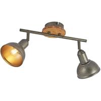 Lindby Nesrin plafondlamp met houtschijf, 2lamps