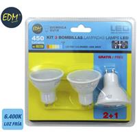 EDM Kit 3 LED-Lampen gu10 5w 6400k Kaltlicht Öffnung 120º 98209