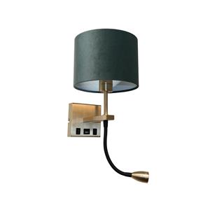 Artdelight Quad USB - wandverlichting met dubbele schakelaar en USB-poort - 18 x 11 x 11 cm - 3W LED incl. - mat goud