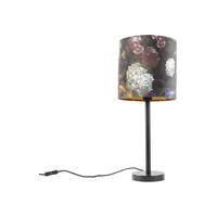 QAZQA Romantische Tischlampe schwarz mit Blumenschirm 25 cm - Simplo