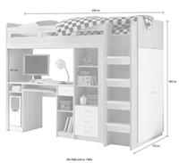 Begabino Hochbett mit Kleiderschrank, Schreibtisch und Schubladen