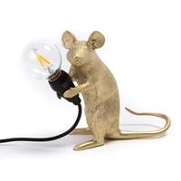 Seletti LED-Deko-Tischleuchte Mouse Lamp USB sitzend gold
