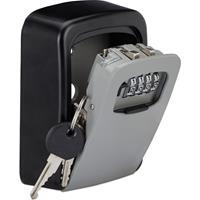 RELAXDAYS Schlüsseltresor, 4-stelliger Zahlencode, Schlüsselsafe zur Wandmontage, außen, HxBxT 11,5x9x4 cm, schwarz/grau