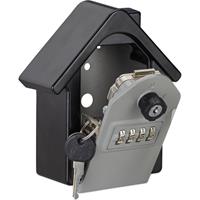 RELAXDAYS Schlüsseltresor in Hausform, 4-stelliger Code, Notfallschlüssel, Wandmontage, HxBxT 15x13,5x7 cm, schwarz/grau