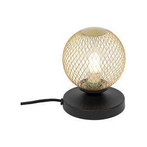 QAZQA Moderne Tischlampe schwarz mit Gold - Athens Wire