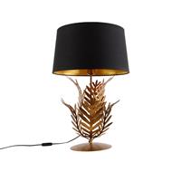 QAZQA Tischlampe Gold mit schwarzem Baumwollschirm 40 cm - Botanica