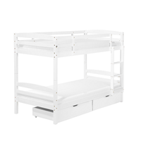 beliani Hochbett mit Bettkasten Weiß Kiefernholz 2 Lattenroste 90 x 200 cm Leiter Modern Etagenbett für 2 Personen Schlafzimmer Ausstattung