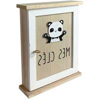 FINEHOME Holz Schlüsselkasten Panda 6 Haken-D62703