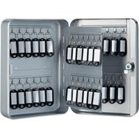 RELAXDAYS Schlüsselkasten Metall, abschließbar, 48 Haken, Schlüsselschrank inkl. Schlüsselanhänger, 25x18x7,5cm, grau