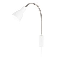 fischer&honsel Lolland Nachttischlampe, Schreibtischleuchte E27 Nickel (matt), Weiß