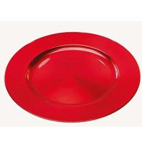 G. Wurm Rond kaarsenbord/kaarsenplateau rood van kunststof 33 cm -