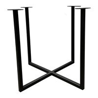 Furniture Legs Europe Zwarte vierkanten stalen tafelframe hoogte 72 cm en breedte/diepte 80 cm (koker 3 x 3)