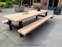 Het Steigerhouthuis Steigerhouten Picknicktafel Industrieel Douglas - 220 x 180 x 78 cm