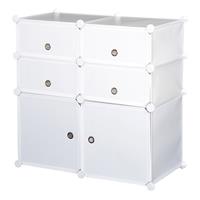 HOMCOM Schuhschrank, Regal mit Aufbewahrungsboxen, Kleiderschrank, Kunststoff, Stahl, Weiß, 75 x 37 x 73 cm - weiß - 