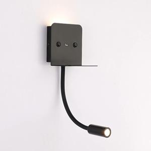 BARCELONA LED SLANGE' 3W LED-Lesewandleuchte, verstellbar und USB-Ladestation - Negro