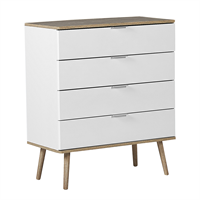 BELIANI Kommode Weiß/heller Holzfarbton MDF Platte Kiefernholz 40 x 79 x 93 cm Modern Skandinavischer Stil Geräumige Schubladen Wohnzimmer