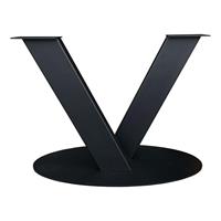 Furniture Legs Europe Zwarte stalen gekruiste V tafelonderstel met ovale plaat 73 cm (koker 20 x 10)