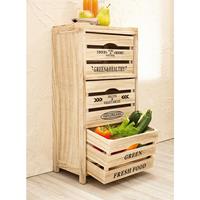 FRANK FLECHTWAREN Holz Kommode 'Food Storage' für Obst & Gemüse, Küchenschrank