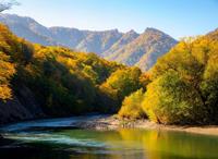 Papermoon Fotobehang Autumn Mountain forest river