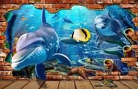Papermoon Fototapete »3D DESIGN Delfine im Meer«, samtig, Vliestapete, hochwertiger Digitaldruck, inklusive Kleister
