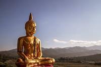 Papermoon Fotobehang Gouden boeddha-standbeeld Vliesbehang, eersteklas digitale print