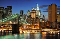 Papermoon Fototapete »BROOKLYN BRIDGE-NEW YORK CITY MANHATTAN TIMES SQUARE«, samtig, Vliestapete, hochwertiger Digitaldruck, inklusive Kleister